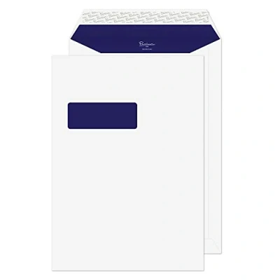 Image of Blake Pure C4 324 x 229 mm 120 gsm Recycled Peel &amp; Seal Pocket Window Envelopes (RP84892) Super White Wove Pack of 250