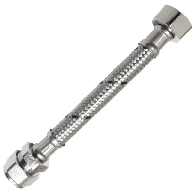 Image of Reeds 15mm x 1/2inch Short Flexible 150mm Braided Tap &amp; Inlet Valve Connector