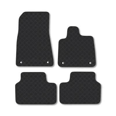 Image of Rubber Car Mats Compatible with Volvo Xc40 Electric (2019 ) Tailored Fit Floor Set Accessory Black Custom 4 Pieces Clips Anti Slip Backing, Heavy Duty &amp; Waterproof