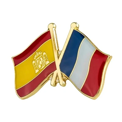 Image of Spain &amp; France Spanish Friendship National Flag Metal Enamel Pin Badge
