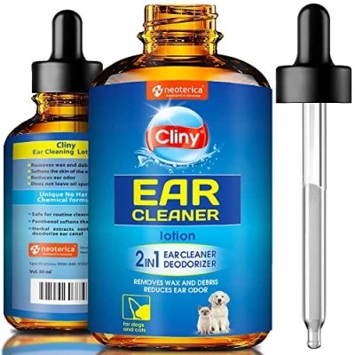 Image of Cliny Ear Cleaner for Dogs and Cats New Formula Solution Drops Otic Infection Treatment Pets Wax Remover &amp; Odor Control