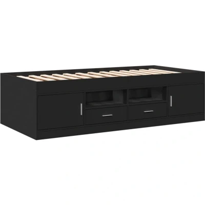 Image of vidaXL Daybed with Drawers without Mattress Black 75x190 cm Small Single