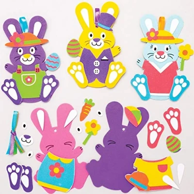 Image of Baker Ross Easter Bunny Mix &amp; Match Decorations Pack of 8, Crafts, Craft For Kids (AT399)