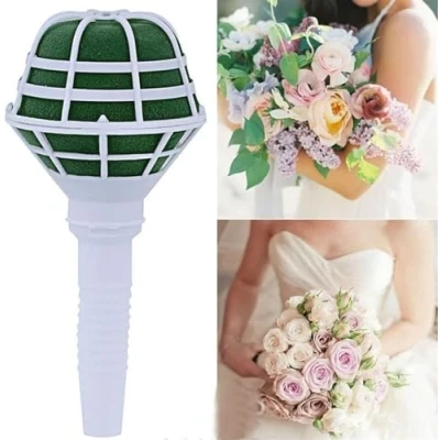 Image of Bouquet Foam Holder Wedding Bridal Posy Oasis Wet Flowers Floral Decoration DIY Handle Fresh Artificial Flower For