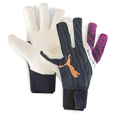 Image of PUMA Men&#039;s Gloves Ultra Grip 1 Hybrid Pro Goalkeeper 10 Parisian Night Neon Citrus Deep Orchid Blue Orange Pink