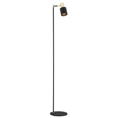 Image of Doria Task Floor Lamp Black Structure, Brass Elements