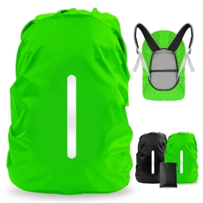 Image of LAMA 2pcs Waterproof Rain Cover for Backpack, Reflective Rainproof Protector Anti dust and Theft M 26L 40L Black Green