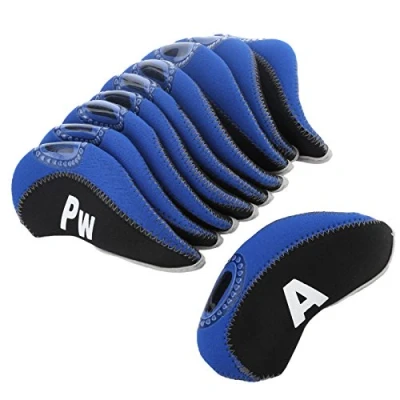 Image of 10Pcs/Set Golf Club Iron Head Covers Heads Protector Headcovers Compatible with Taylormade Ping Mizuno Titleist Callaway Black&amp;BLue Gifts for Men