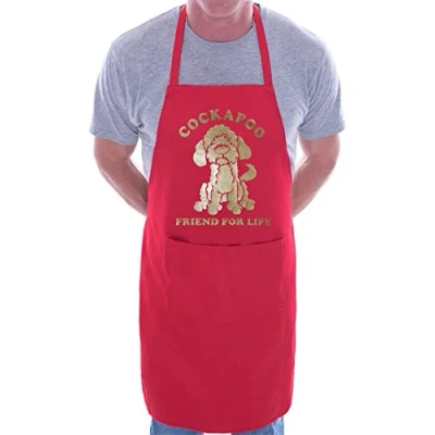 Image of Print4U Cockapoo Dog Lover Gift BBQ Cooking Funny Novelty Apron Red
