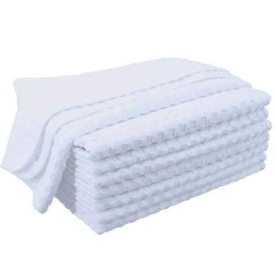 Image of POLYTE Ultra Premium Microfibre Kitchen Dish Cloth Waffle Weave, 8 Pack (30x30 cm, White)