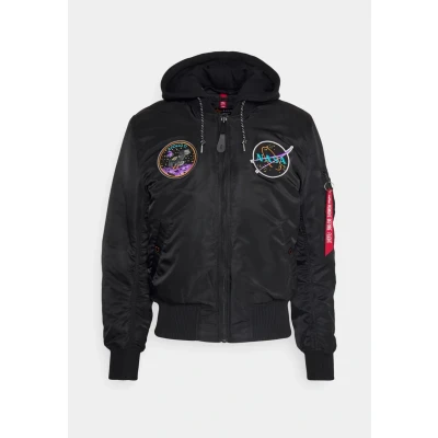 Image of Alpha Industries HOOD DARK SIDE Bomber Jacket, Men&#039;s, Size: Large, Black