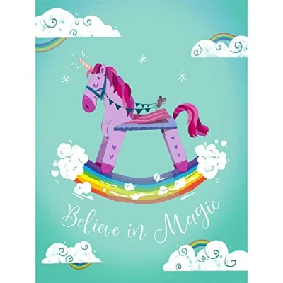 Image of Wee Blue Coo Unicorn Believe in Magic Canvas Wall Art Print