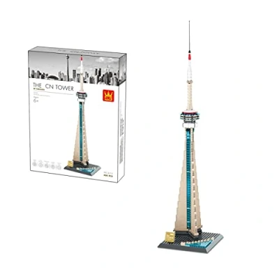 Image of Canada&#039;s National Tower of Toronto. Architecture building bricks set.