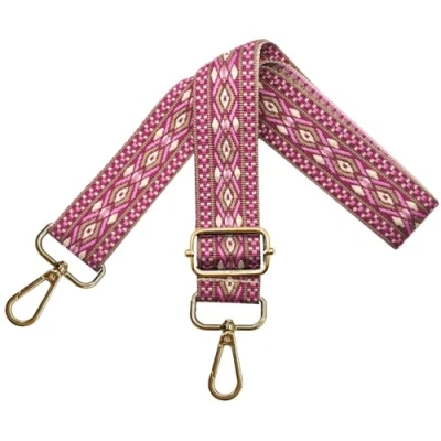 Image of Adjustable Women&#039;s Handbag Straps, Colourful Shoulder Bag, Straps for Large Bag 3.8 cm with Gold Carabiners Crossbody Accessories, Pink, N17