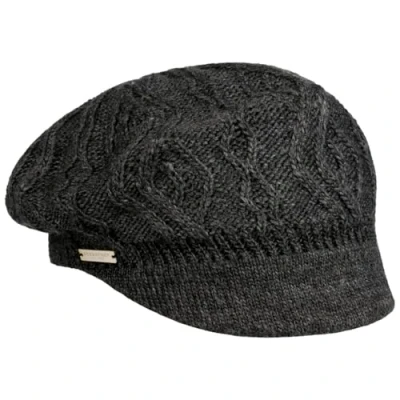 Image of Seeberger Annelie Knit Newsboy Cap Women , Anthracite, 6 3/4/7 1/2