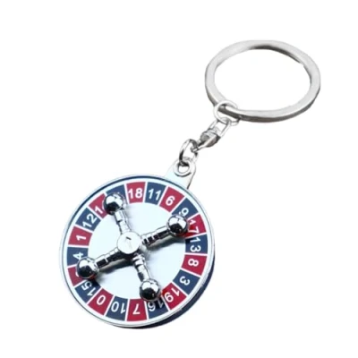 Image of TTTLLNN Metal Keyring with Rotatable Roulette Wheel Fashion Interactive Keychain Chip Jwelry, as Described, described