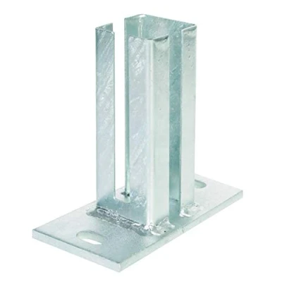 Image of Alberts 685423 Post Holder for Corner Posts Double Rod Panels Screw On Hot Dip Galvanised Plate 150 x 80 mm 55