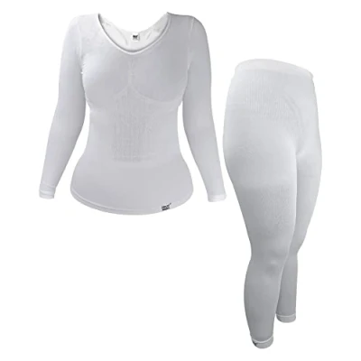 Image of HEAT HOLDERS Ladies Thermal Underwear Set Extra Warm Winter Long Sleeve Top &amp; Janes (S M, White)