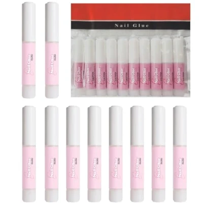 Image of 10 Pcs Nail Glue Extra Strong Super Quick Dry False For Tips Rhinestones Art Decoration Arts Crafts 2g Mini Bottles Professional Salon &amp; Home Use