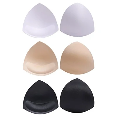 Image of eBoot Bra Pads Bikini Pad Inserts Push up Pad, 3 Colors, Triangle Shape, Black, White and Beige, M