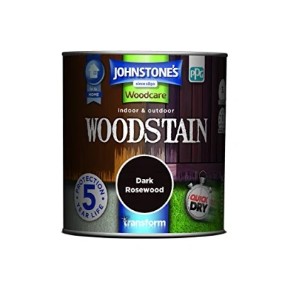 Image of Johnstone&#039;s Woodcare Indoor and Outdoor Woodstain Dark Rosewood 250ml