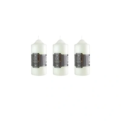Image of Pillar Candles Pack of 3 Long Burning Large Candle 7cm x 16cm with 100 Hours Burn Time Dripless, Smokeless, Unscented Church Ideal for Weddings, Spa and Parties