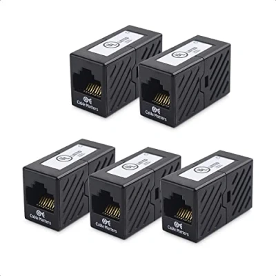 Image of Cable Matters 5 Pack, Cat 6 RJ 45 Inline Coupler in Black