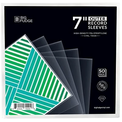 Image of BIG FUDGE Vinyl Record Outer Sleeves 7 inch x 50pcs Clear LP Album Covers Made of High Density Polypropylene Plastic Durable &amp; Wrinkle Free 3 mil Thick, 7.42&quot;