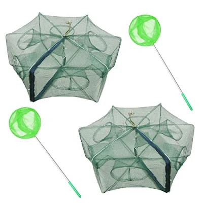 Image of Folding Fish Trap, ZffXH 2pcs Fishing Bait Trap Foldable spider Crab Crayfish Minnow Crawdad Shrimp Net Cast Portable Umbrella