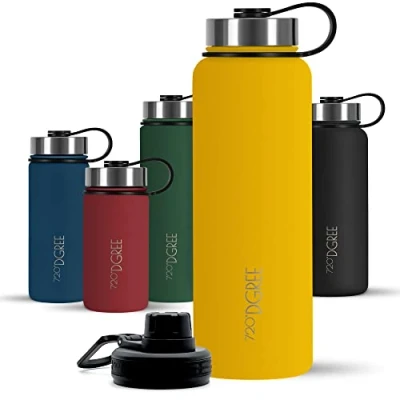 Image of 720DGREE Vaccum Insulated Water Bottle “noLimit“ 1200ml Leakproof, BPA Free, Thermo Stainless Steel Flask Carbonated Drinks, Sports, Gym, School, Travel, Camping, Hiking, Outdoor +Sports Cap