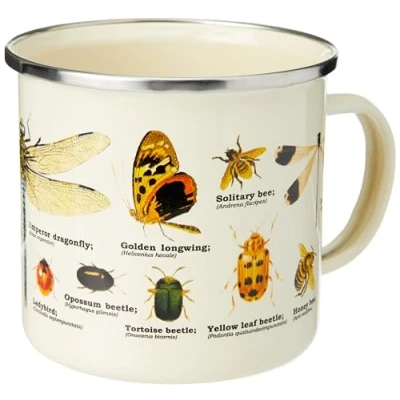 Image of Gift Republic Insect Enamel Mug, Outdoor Camping 500 ml Metal Coffee Cup, Design