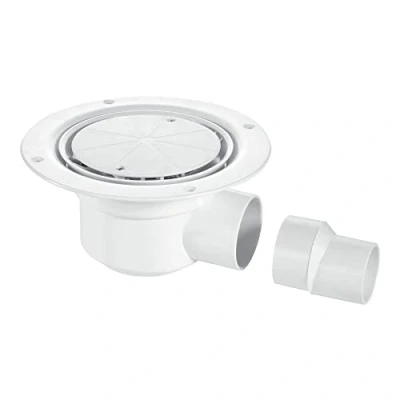 Image of 50mm Water Seal Trapped Shower Gully White Cover Plate