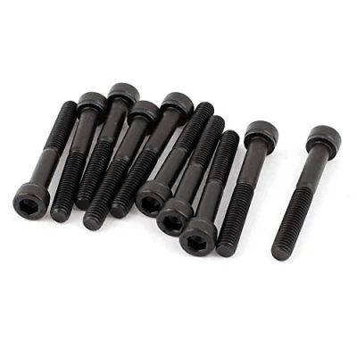 Image of Sourcingmap M6x45mm 12.9 Alloy Steel Hex Socket Screws Partially Threaded Bolt Black 10Pcs
