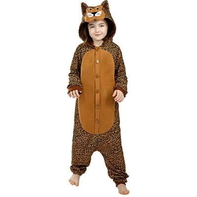 Image of Funidelia Onesie Leopard Costume for boys and girls Animals, Desert, Jungle Costumes kids, accessory fancy dress &amp; props Halloween, carnival parties Size 10 12 years Brown