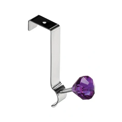 Image of Premier Housewares 509777 Diamante Over Door Hook Purple H12 x W3 D10cm