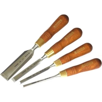 Image of Narex Premium Bevel Edge Chisel Set with Stained Hornbeam Wood Handles, of 4 pcs
