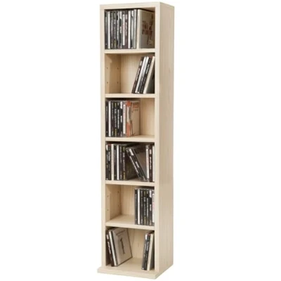 Image of TecTake CD Bookcase Storage Shelf Cabinet Adjustable Tower Rack Wooden Case Book, Bluray, DVD, Video Games Organiser up to 102 CD&#039;s