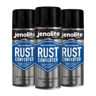Image of JENOLITE Rust Converter Spray 3 x 400ml TREATMENT &amp; INHIBITOR Fast Acting Epoxy Based For Metal Converts Into Stable, Ready to Paint Surface
