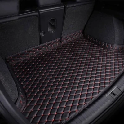 Image of Leather Car Boot Mat for KIA NIRO 2017 2022 2023 2024 Hybrid, Waterproof Anti Scratch Non Slip Trunk Pad, Cargo Tray Protector Liners Accessories,Black Red 1