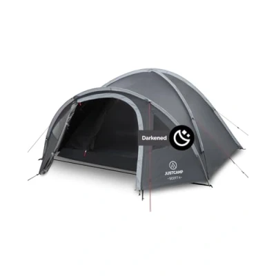 Image of JUSTCAMP Scott 4 blackout camping tent, man dome tent vestibule, sleeping cabin dark