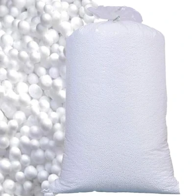 Image of Polystyrene Bean Bag Booster Refill Large Cubic Feet White Beads Top Up (20 Feet)