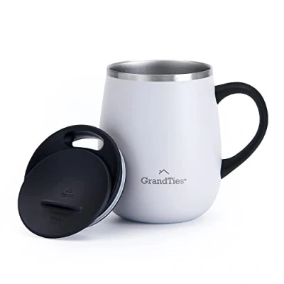 Image of GRANDTIES 16oz Insulated Coffee Mug with Sliding Lid Pearl