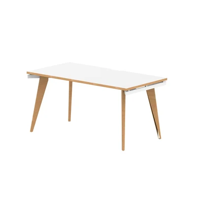 Image of Oslo 1400mm Single Starter Desk White Top Wood Edge Frame