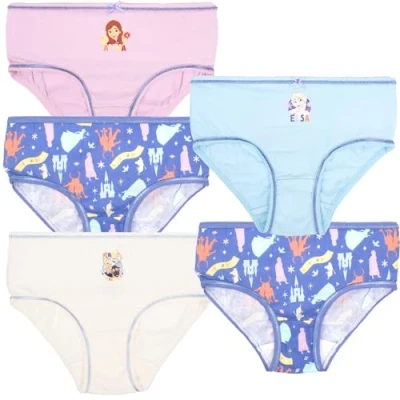 Image of Disney Frozen Girls Knickers Soft 100% Cotton Briefs for Pants Underwear Pack of 5 with Different Designs Pink Aged 2/3