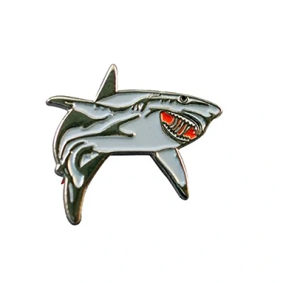 Image of Great White Shark Metal Enamelled Pin Badge Lapel XJKB2 36