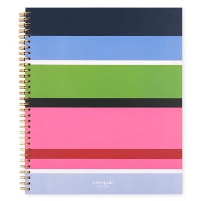 Image of kate spade new york Large College Ruled Notebook, 11&quot; x 9.5&quot; Spiral Notebook with 160 Pages, Sunny Day Stripe
