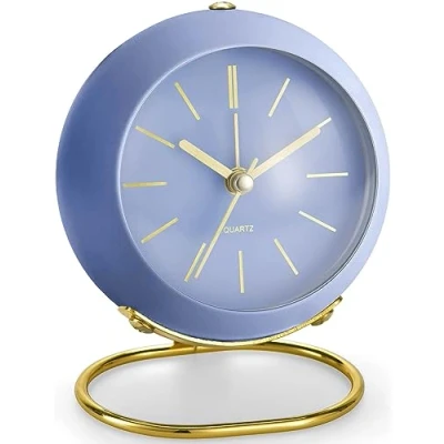 Image of Battery Operated Desk Alarm Clocks with Light, Analog Clock Retro Silent No Ticking, Loud Table for Bedside/Bedroom/Kitchen/Office/Travel/Kids/Room Decor Aesthetic Vintage