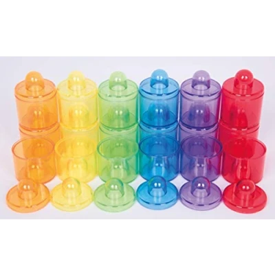 Image of TickiT 73105 Translucent Colour Pot Set, 42 mm Dia, 18 Pieces,