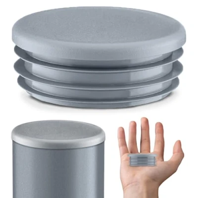 Image of Lamellar plugs End Caps for round pipe 60 mm 5 pcs. Grey RAL 7040 Plastic 6 cm EMFA ®