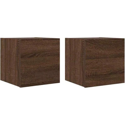 Image of vidaXL Wall Mounted TV Cabinet 2 pcs Brown Oak 30.5x30x30 cm